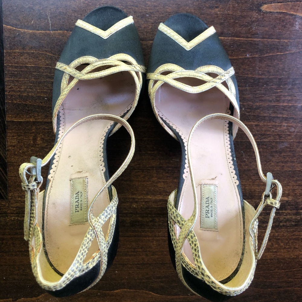 Prada Satin Peep-Toe Stiletto With Python Detaili… - image 2